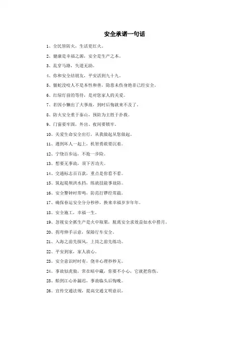 安全承诺一句话