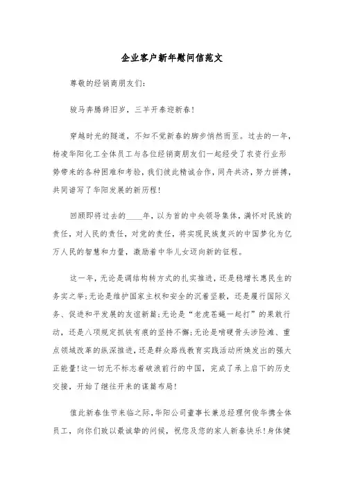 企业客户新年慰问信范文（2篇）