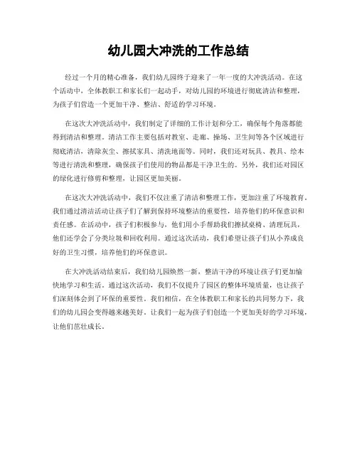 幼儿园大冲洗的工作总结