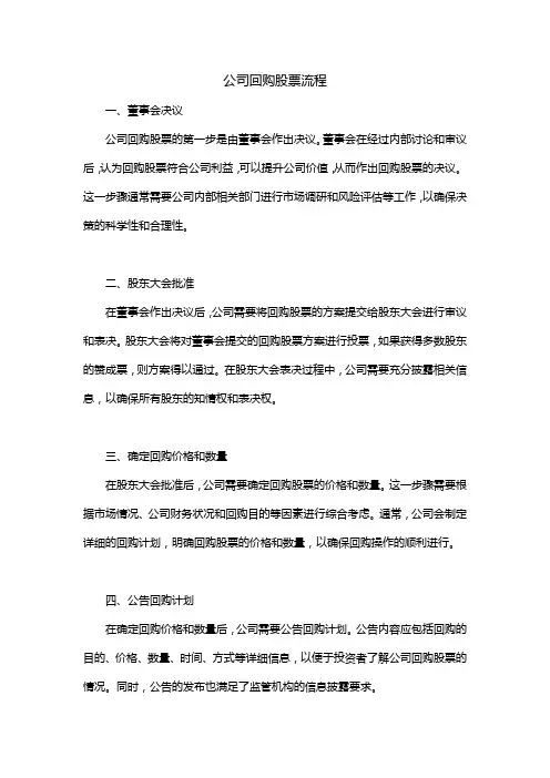 公司回购股票流程