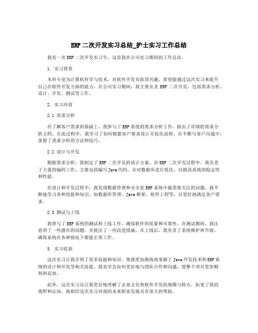ERP二次开发实习总结_护士实习工作总结