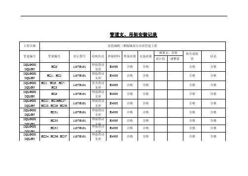 管道支吊架安装记录