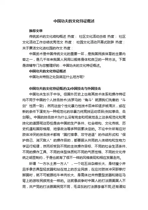 中国功夫的文化特征概述