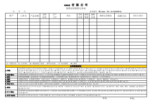 印刷制程巡回检验记录表