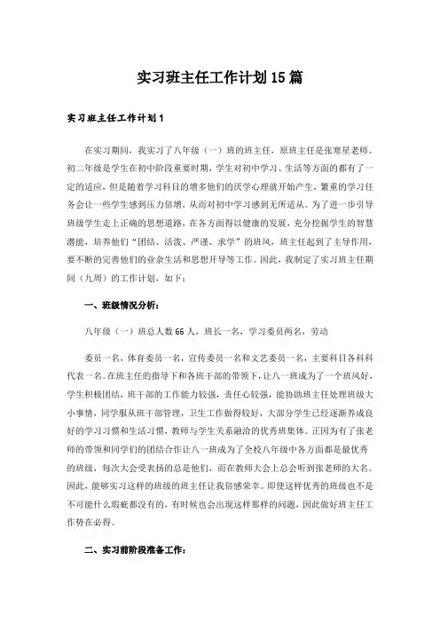 实习班主任工作计划15篇_6