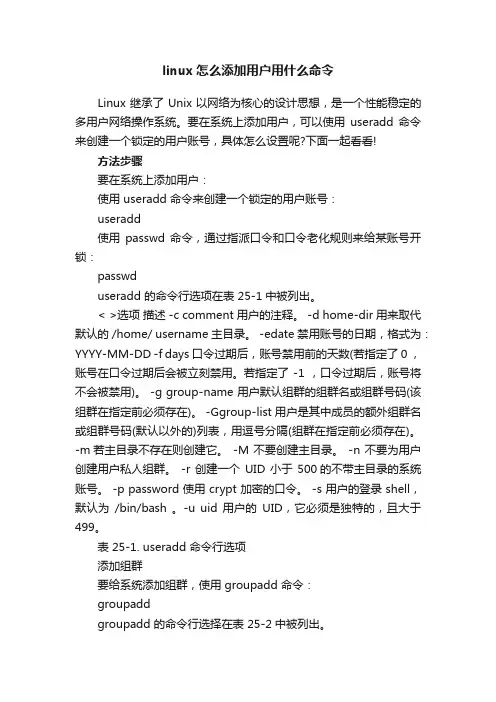 linux怎么添加用户用什么命令