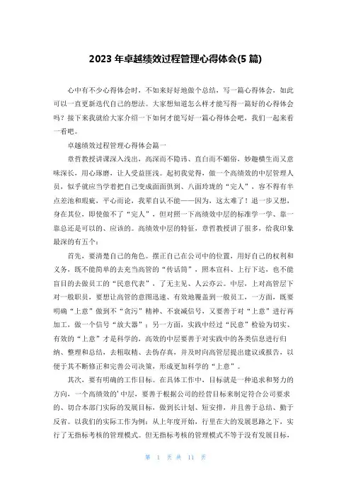 2023年卓越绩效过程管理心得体会(5篇)