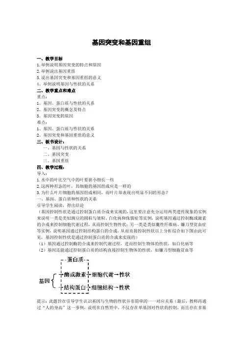 生物《基因突变和基因重组》教案
