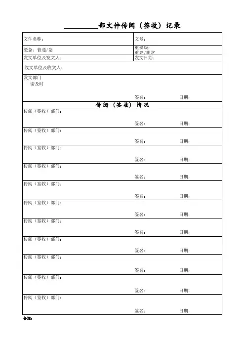 文件传阅签收表格式