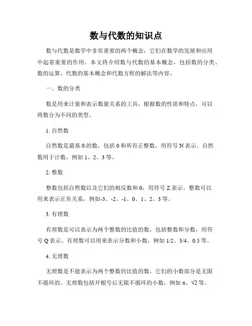 数与代数的知识点