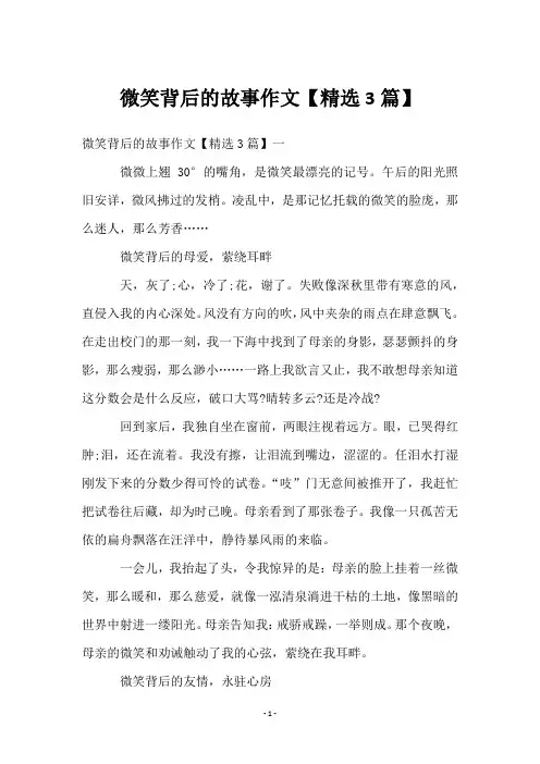 微笑背后的故事作文【3篇】