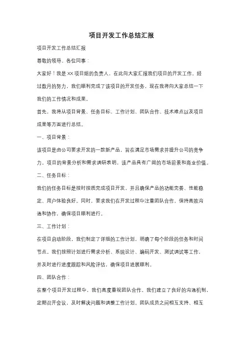 项目开发工作总结汇报