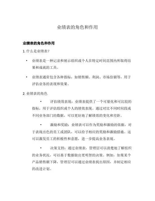 业绩表的角色和作用
