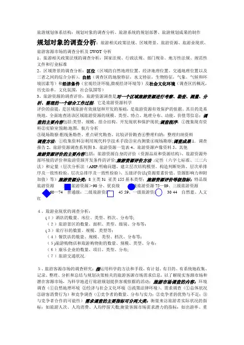 旅游策划主要内容整理【范本模板】