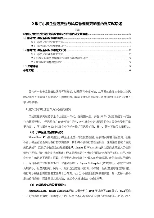 【S银行小微企业信贷业务风险管理研究的国内外文献综述7600字】