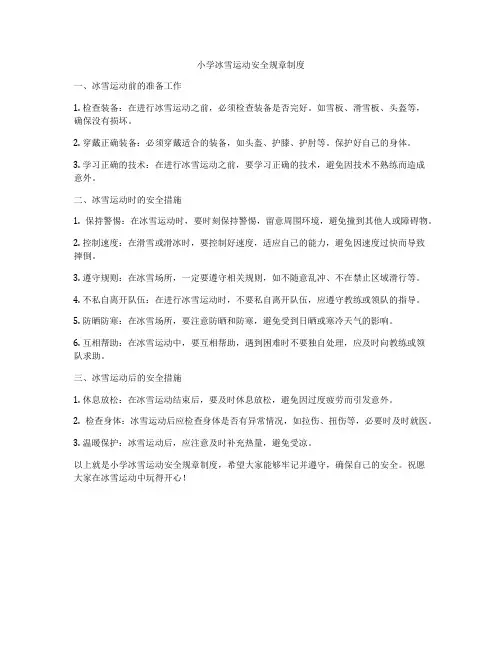 小学冰雪运动安全规章制度