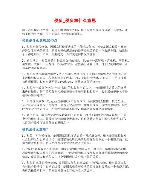 税负_税负率什么意思