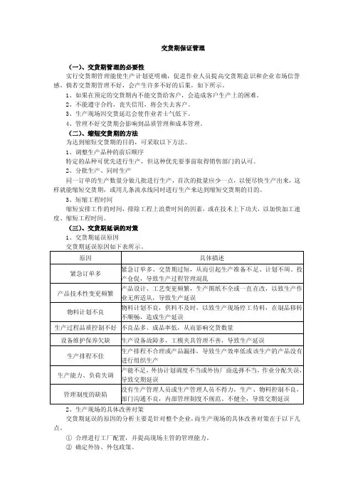 交货期保证管理