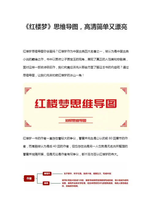 《红楼梦》思维导图,高清简单又漂亮