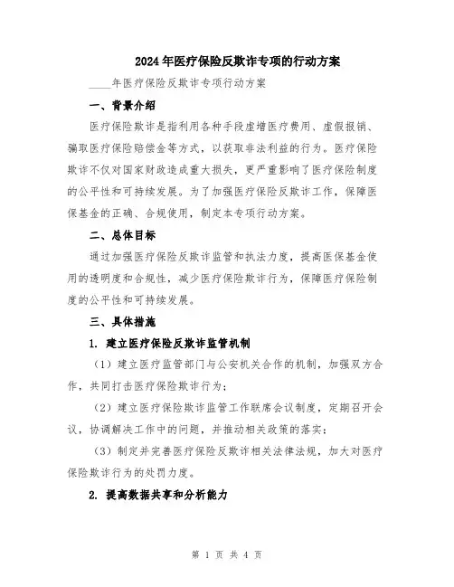 2024年医疗保险反欺诈专项的行动方案