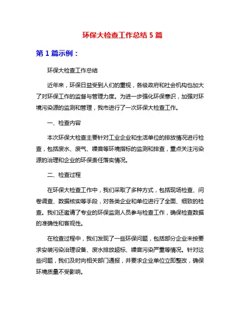 环保大检查工作总结5篇