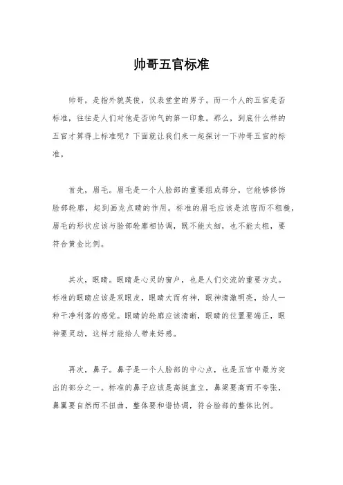 帅哥五官标准