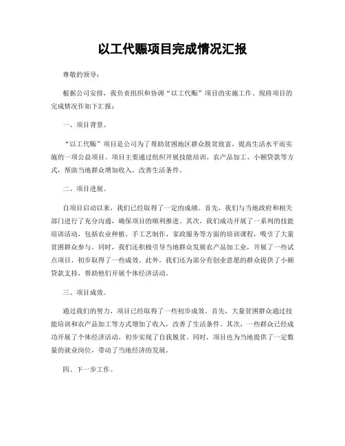 以工代赈项目完成情况汇报
