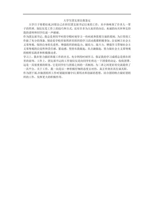 大学生团支部自我鉴定