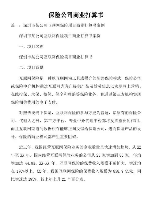 保险公司商业打算书