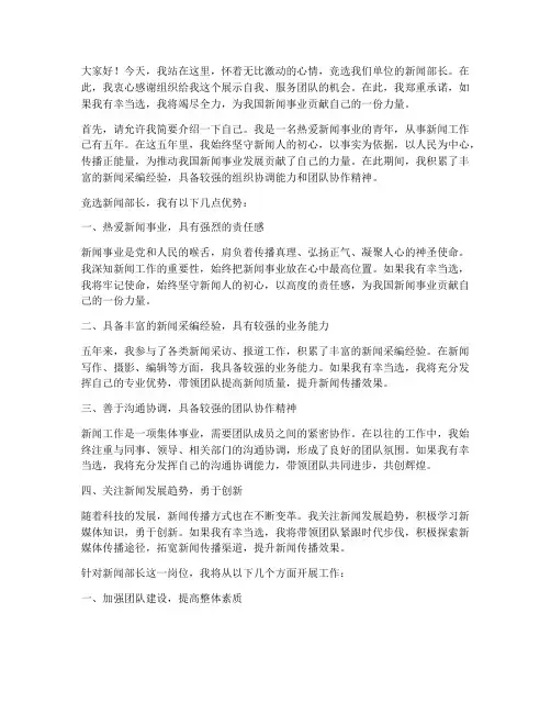 竞选新闻部长万能演讲稿