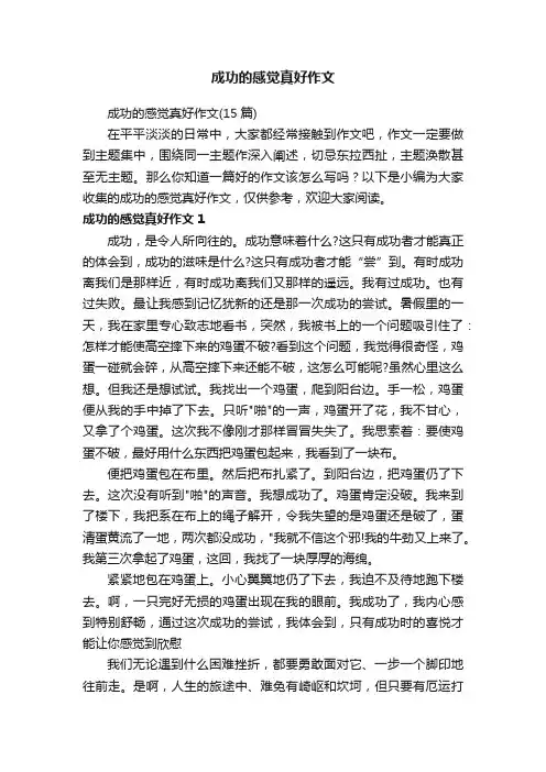 成功的感觉真好作文（15篇）