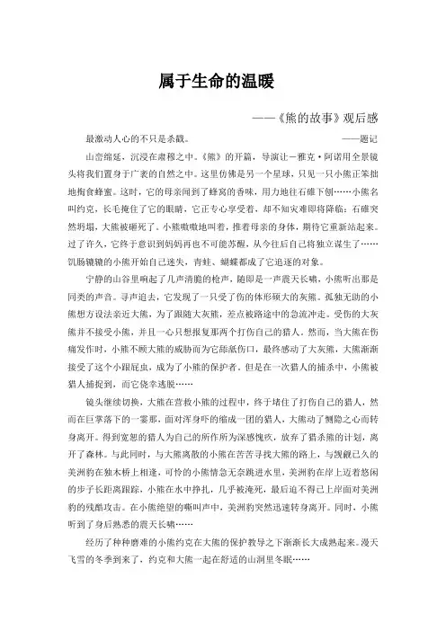 属于生命的温暖《熊的故事》