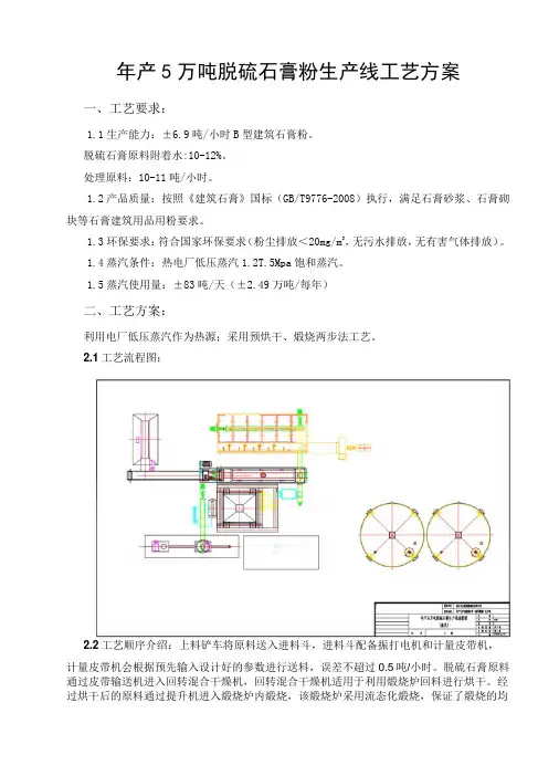年产5万吨脱硫石膏粉生产线工艺方案0