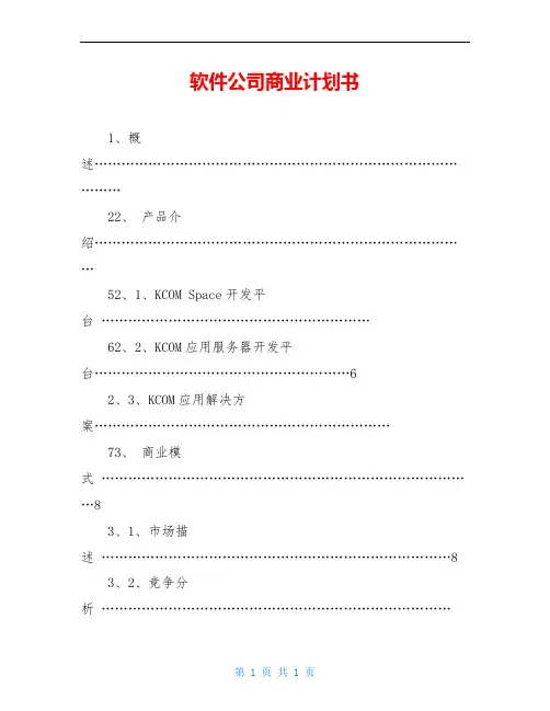 软件公司商业计划书