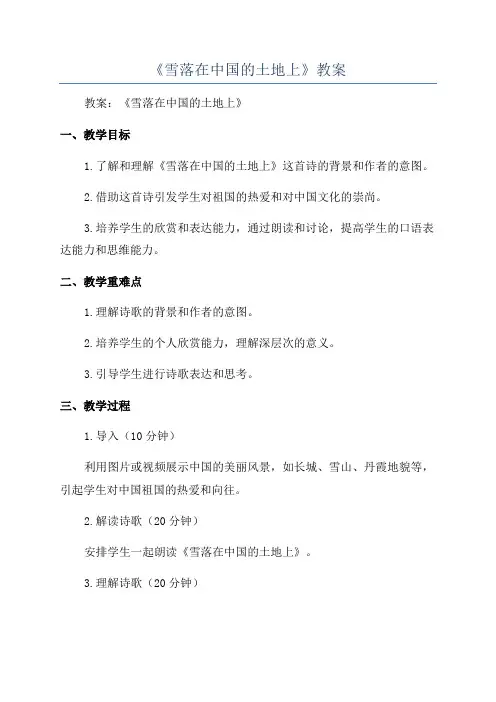 《雪落在中国的土地上》教案