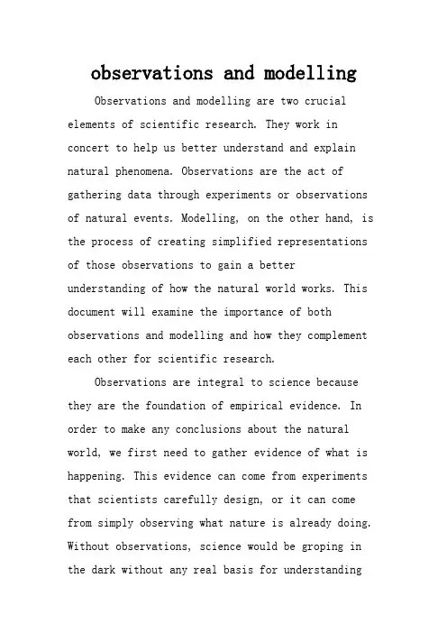 observations and modelling
