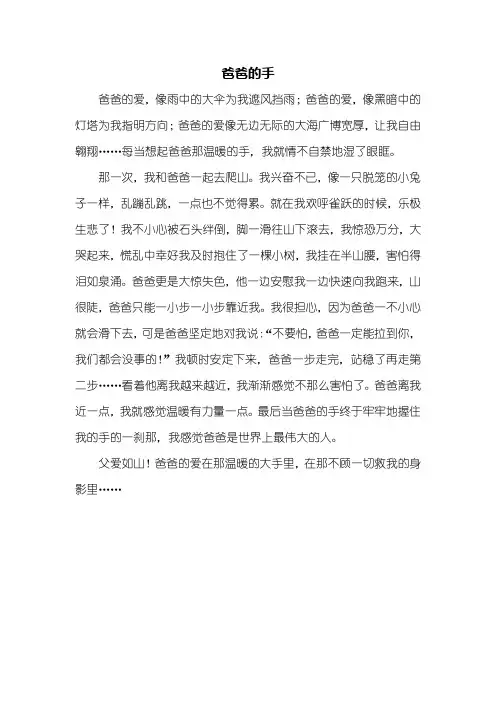 二年级作文：爸爸的手作文400字