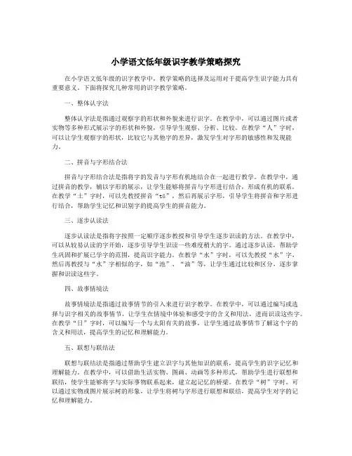 小学语文低年级识字教学策略探究