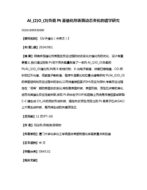 Al_(2)O_(3)负载Pt基催化剂表面动态变化的谱学研究