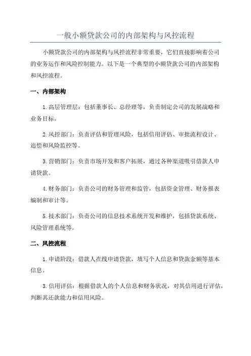 一般小额贷款公司的内部架构与风控流程
