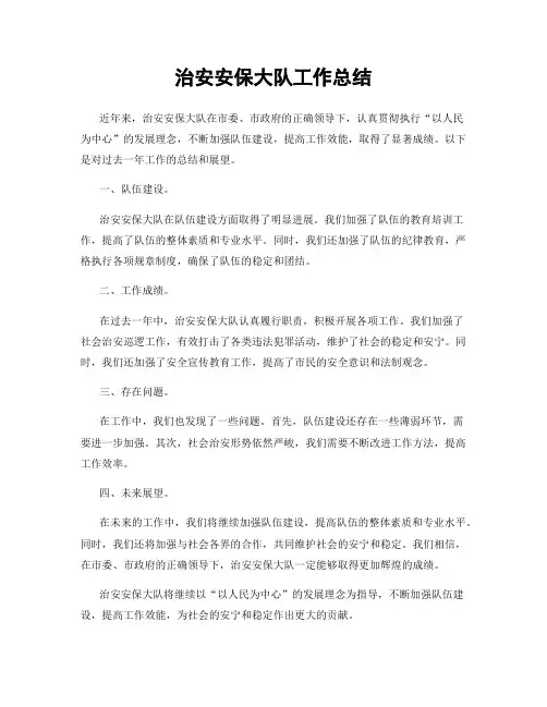 治安安保大队工作总结