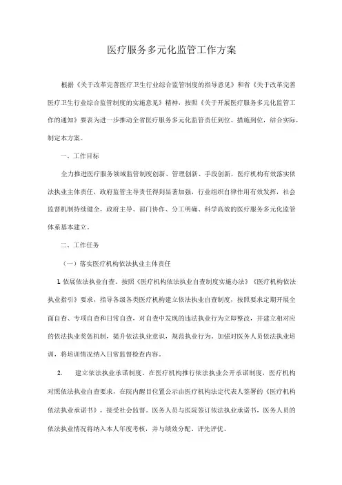 医疗服务多元化监管工作方案
