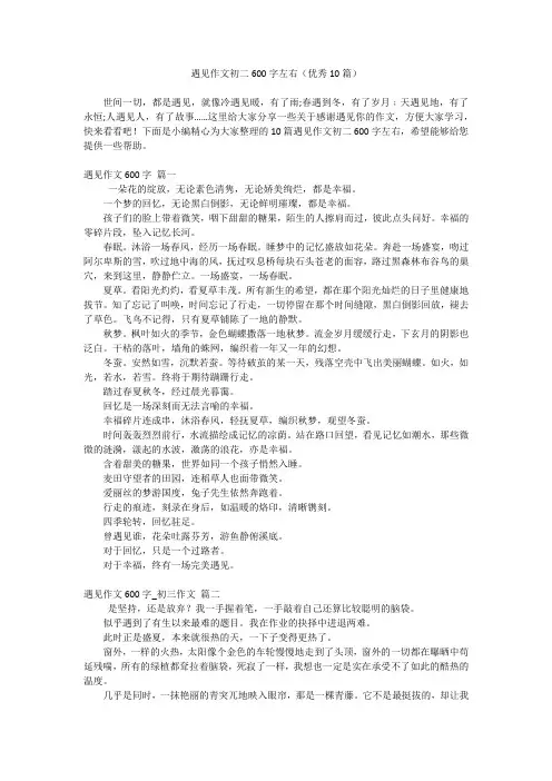 遇见作文初二600字左右(优秀10篇)