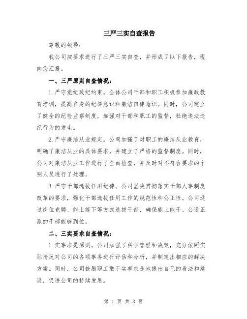 三严三实自查报告