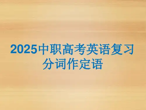 2025中职高考英语复习分词作定语