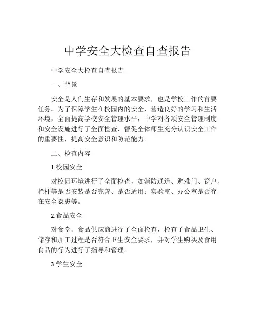 中学安全大检查自查报告