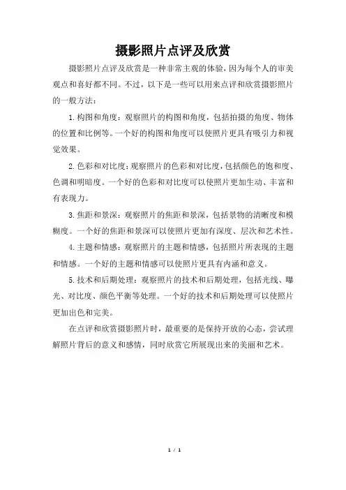 摄影照片点评及欣赏