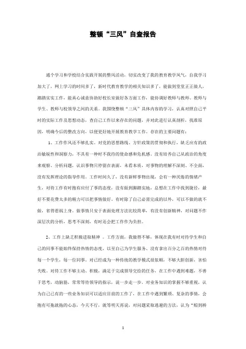 三风自查报告