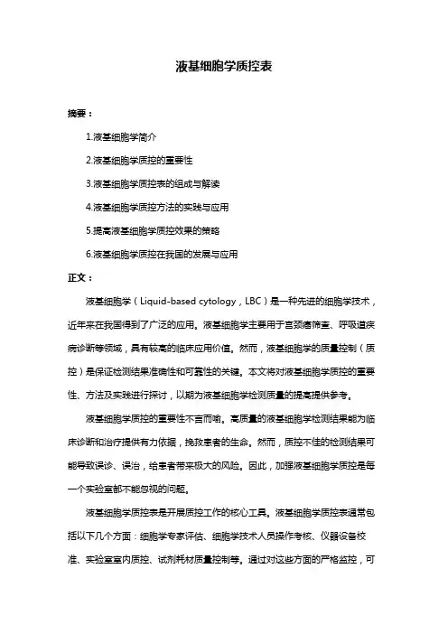 液基细胞学质控表