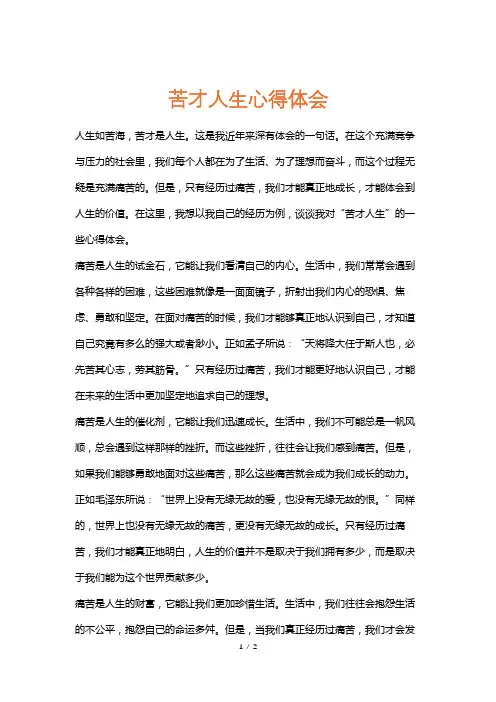 苦才人生心得体会